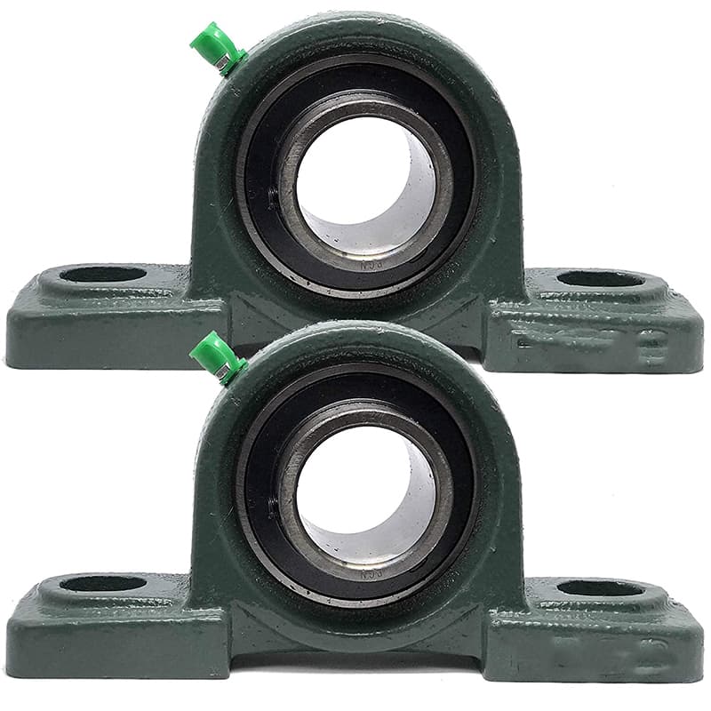 Low noise electric motor and fan assembly with pillow block bearings