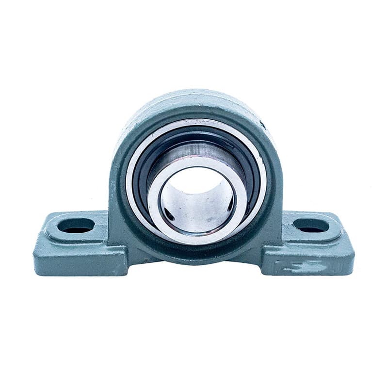 Side-by-side cutaway comparison of UCP ball bearing vs UKP spherical roller bearing pillow block